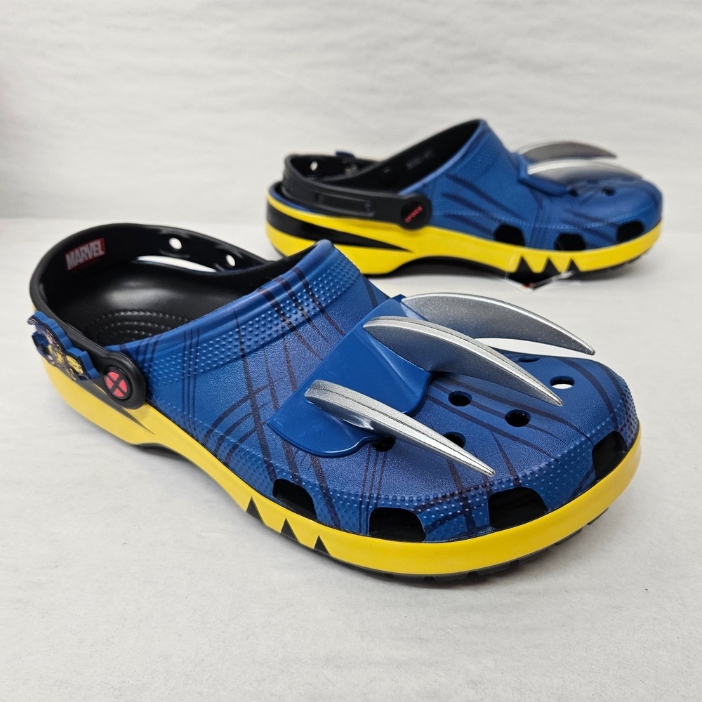 Crocs Marvel X-Men Wolverine‎ Classic Clogs 211779-90H Blue Yellow Men's Size 10